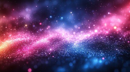 Naklejka premium vibrant glowing blue background with multicolored bokeh lights for festive and creative designs