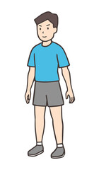 直立している男性の全身02、斜め構図