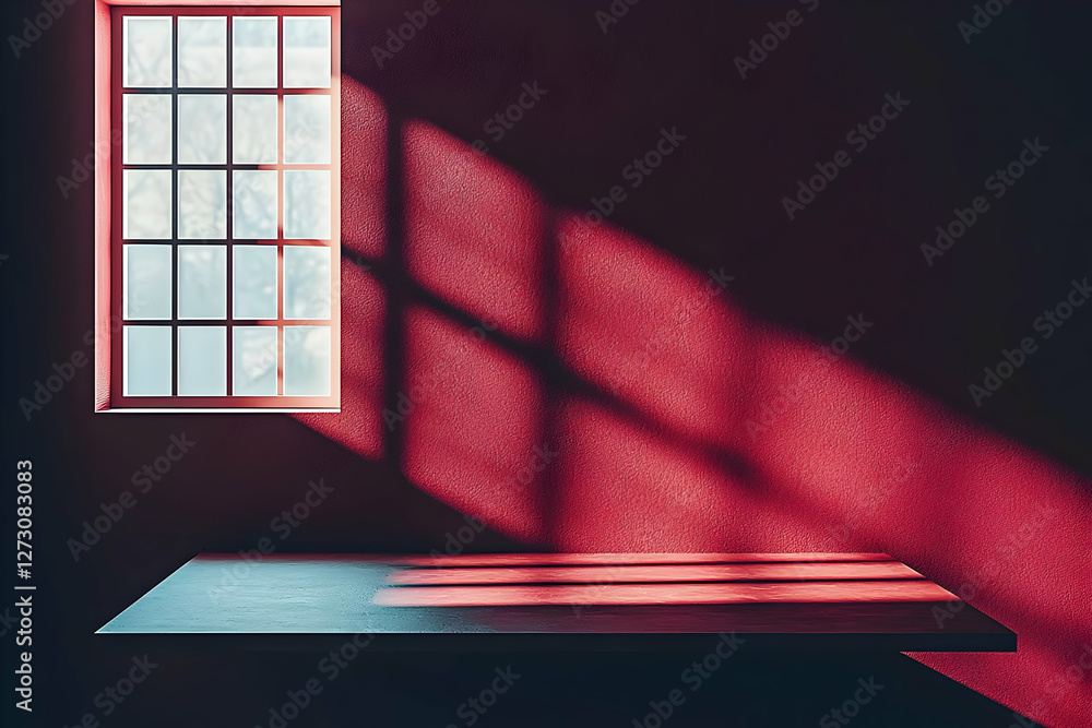 Poster sunlight streams through window onto table