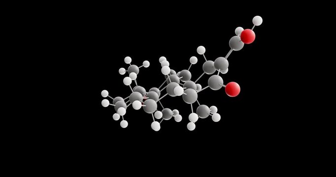 Oxymetholone molecule, rotating 3D model of anadrol, looped video on a black background