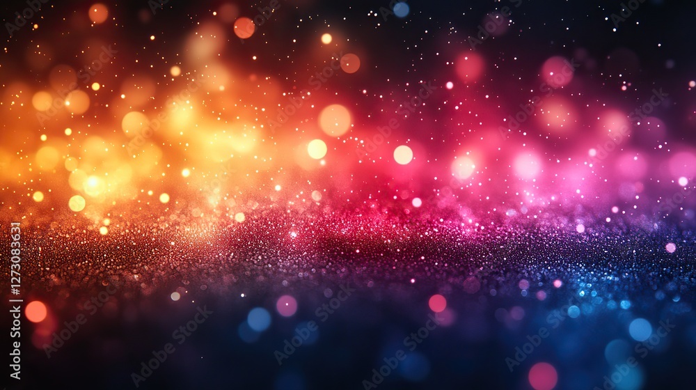 Poster vibrant spectrum bokeh overlay ideal for enhancing visual designs with transparent multicolored ligh