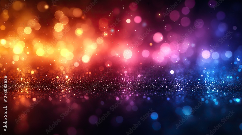 Poster vibrant spectrum bokeh overlay ideal for enhancing visual designs with transparent multicolored ligh