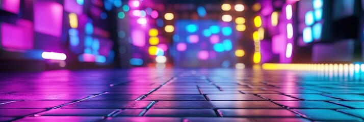 tile walkway with colorful bokeh lights - broadway