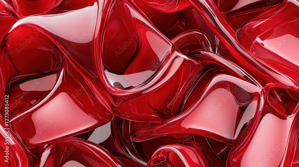 Poster glossy red curved shapes abstract background for creative designs
