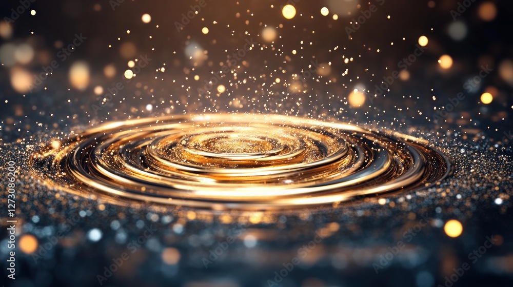 Poster glimmering ripple effect with glittering bokeh background