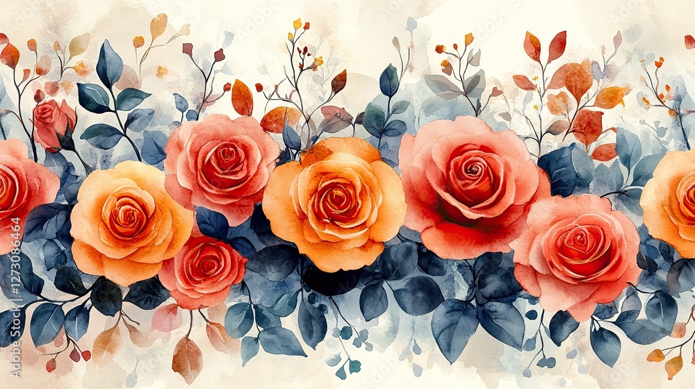 Poster watercolor colorful flowers pattern seamless floral pattern seamless pattern seamless pattern with f
