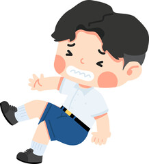 Cute Student slips and falls