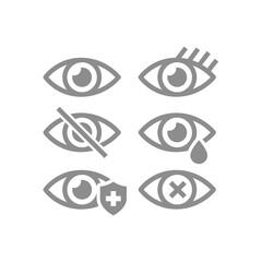 Human eye vector icon set. Eyesight, vision and health icons.