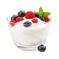 yogurt with berries transparent background 