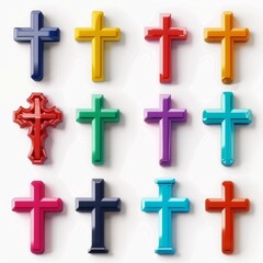 Obraz premium Cross icon, christianity religion symbol, christian sign, cross shape, church emblem, catholicism symbol