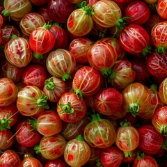 Fototapeta premium Gooseberries texture background, gooseberry fruits pattern, many goose berry mockup, fructus banner