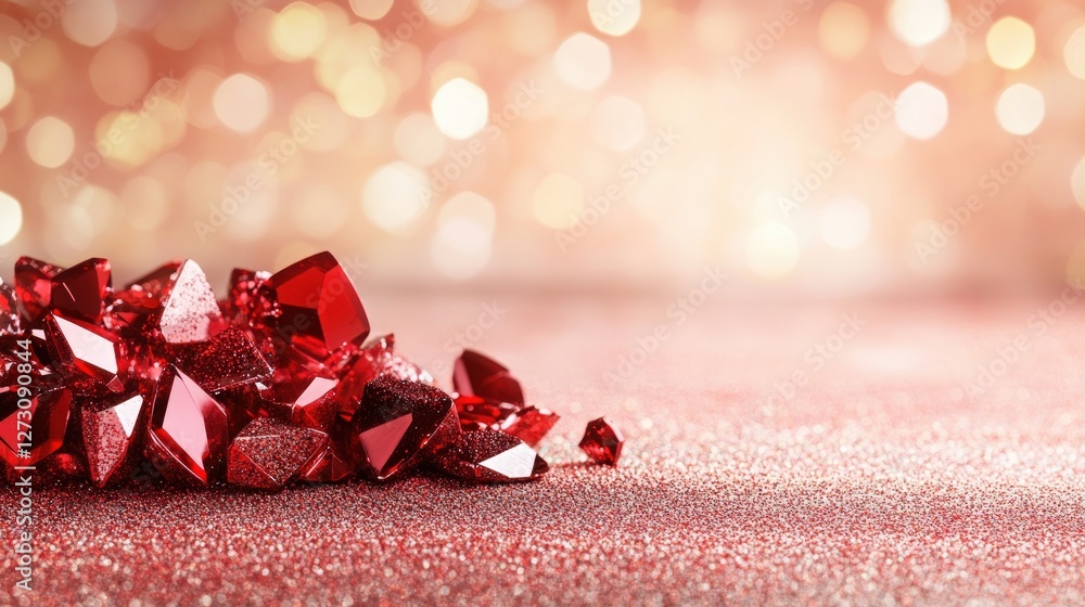 Aufkleber sparkling red crystals on a glittering background for elegant decor