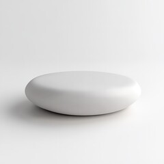 Smooth White Pebble Display: A Smooth, Oval-Shaped White Pebble Isolated on a White Background, Emphasizing its Natural Form, Texture, and Simplicity. Ideal for Product Photography, Mockups, or Repres