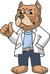 Cute French Bulldog Doctor Animal Clinic Mascot Cartoon Character Illustration