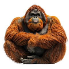 Fototapeta premium Angled view full-body shot of an extremely perfect-looking single Tapanuli Orangutan isolated on a white transparent background