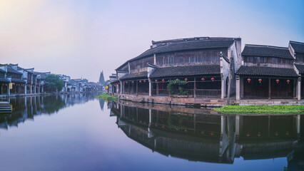 Naklejka premium Old houses, rivers, and bridges in Zhouzhuang Ancient Town, Suzhou City, Jiangsu Province, China On April 18th, 2023