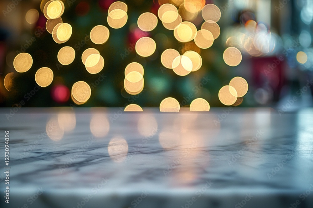Wall mural a marble table with blurred lights in the background