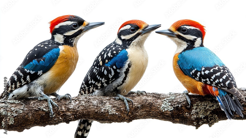 Poster woodpecker png image of a vibrant bird perched on a tree trunk isolated on a transparent background 