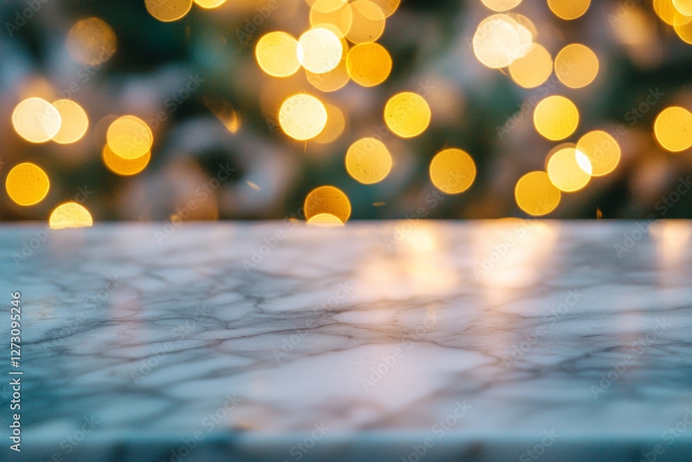 Wall mural a marble table with blurred lights in the background