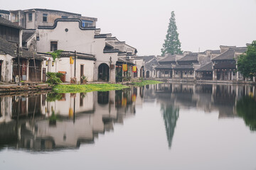 Naklejka premium Old houses, rivers, and bridges in Zhouzhuang Ancient Town, Suzhou City, Jiangsu Province, China On April 18th, 2023