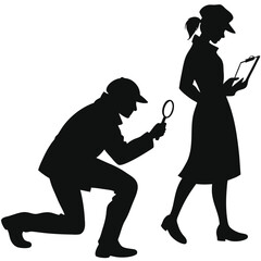 Sleuth Man and Woman Illustration Pack