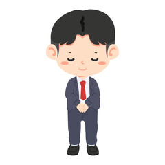 Business man bows in apology