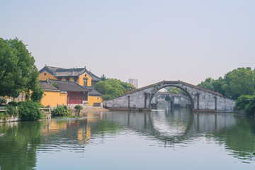 Old houses, rivers, and bridges in Zhouzhuang Ancient Town, Suzhou City, Jiangsu Province, China On April 18th, 2023