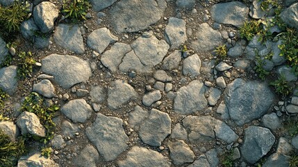 Outdoor stone path texture with grass