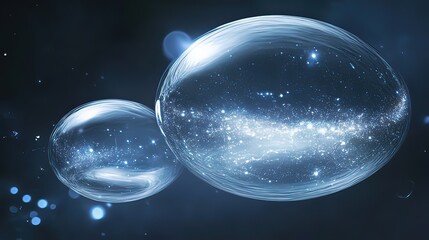 Giant bubbles embrace a galaxy amidst cosmic dust: A cosmic dance of celestial forces.