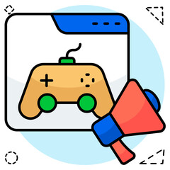 Modern design icon of video game promotion website