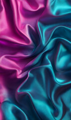 Obraz premium Iridescent Silk Fabric with Vivid Pink and Teal Hues Capturing Light and Texture
