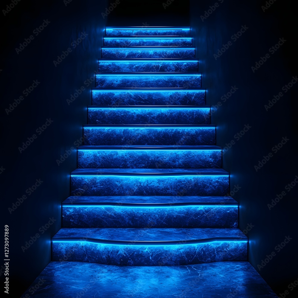 Aufkleber surreal glowing staircase representing the step by step journey of a startup towards success