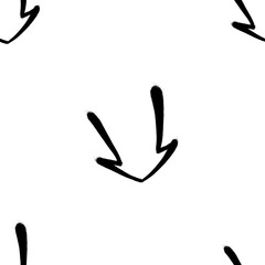 Seamless pattern of sprayed graffiti arrows with overspray in black over white. Vector illustration template