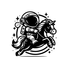astronaut riding a pony logo design