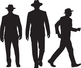 Man stands, walk and run icon set . People symbol silhouette vector design.