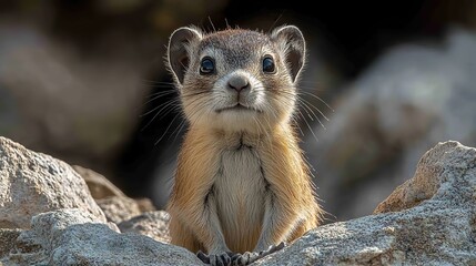 rock hyrax standing on rocky terrain with a transparent background showcasing the unique texture and natural coloration of this small mammal native to africa