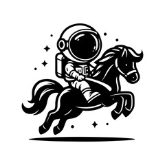 astronaut riding a pony logo design