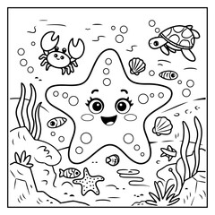 Fototapeta premium Ocean Of Fun Bold and Easy Coloring Book For Kids and Adults