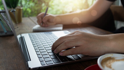 businessman hand holding a pen writing on document with paperwork and compliance, Elearning graduate certificate program concept, study knowledge, creative thinking idea, AI, problem solving solution.