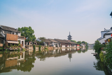 Old houses, rivers, and bridges in Zhouzhuang Ancient Town, Suzhou City, Jiangsu Province, China On April 18th, 2023