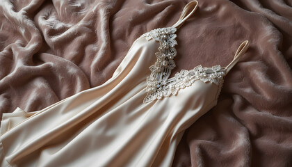 Silky Satin Slip Dress on Velvet – High-End Intimate Apparel Photography
