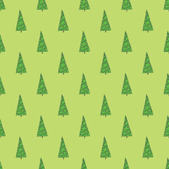 Obraz premium Seamless pattern with geometric minimal scandinavian Christmas tree doodle for decorative print, wrapping paper, greeting cards and fabric