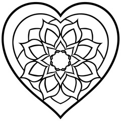 Fototapeta premium Floral Mandala Heart Outline Vector