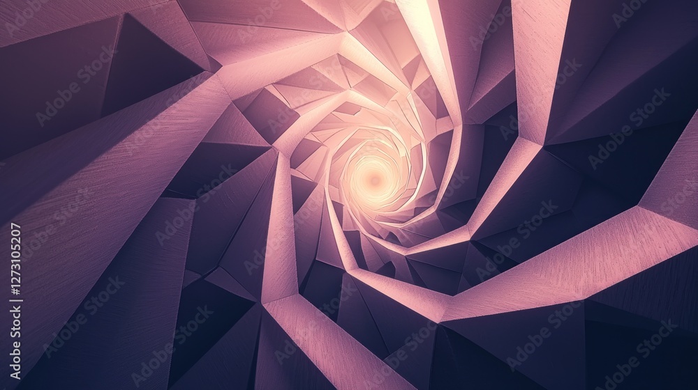 Poster abstract geometric vortex: a journey into the depth of polygonal forms