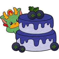The illustration of a blueberry cake