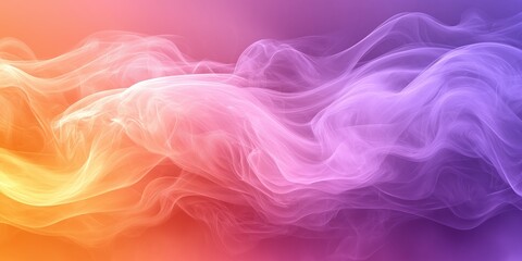 Obraz premium Abstract colorful smoke waves in shades of orange, pink, and purple blending together in a soft, flowing motion, creating a vibrant and dreamy background