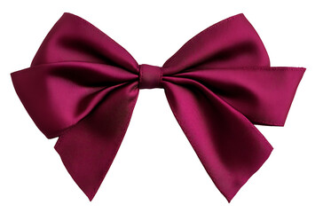 A cranberry red ribbon bow with deep, rich color and perfect symmetry on the solid white background.