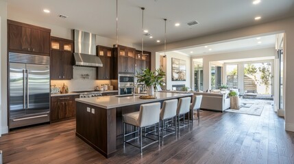 Modern Luxury Kitchen with Open Concept Living Area