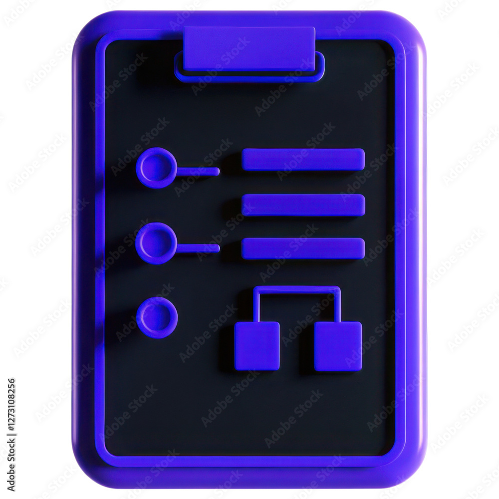 Aufkleber technology resources and organization database concept. abstract clipboard design with purple elemen
