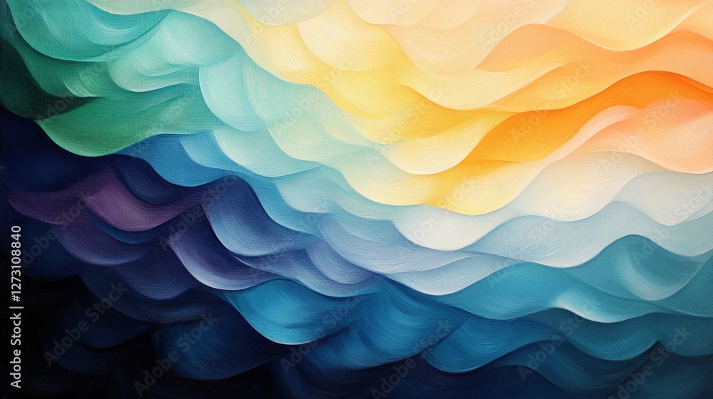 Poster vibrant canvas of flowing hues with soft gradients in waves